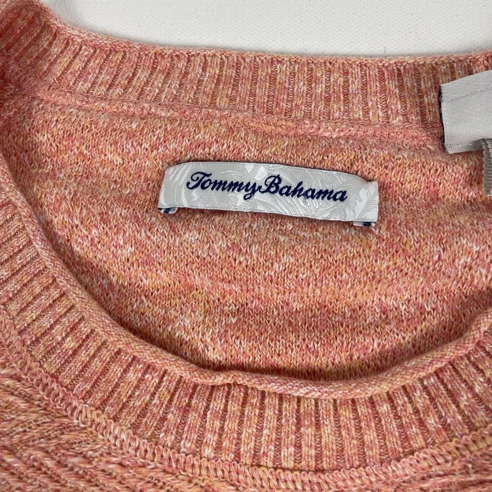 Tommy Bahama Sweater Mens 3XL Pink Crewneck Herringbone Knit Raglan Pullover